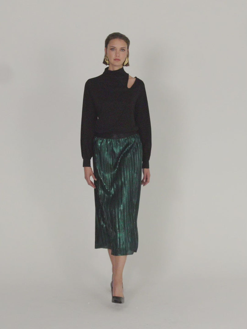 Pleated skirt with elastic waistband
