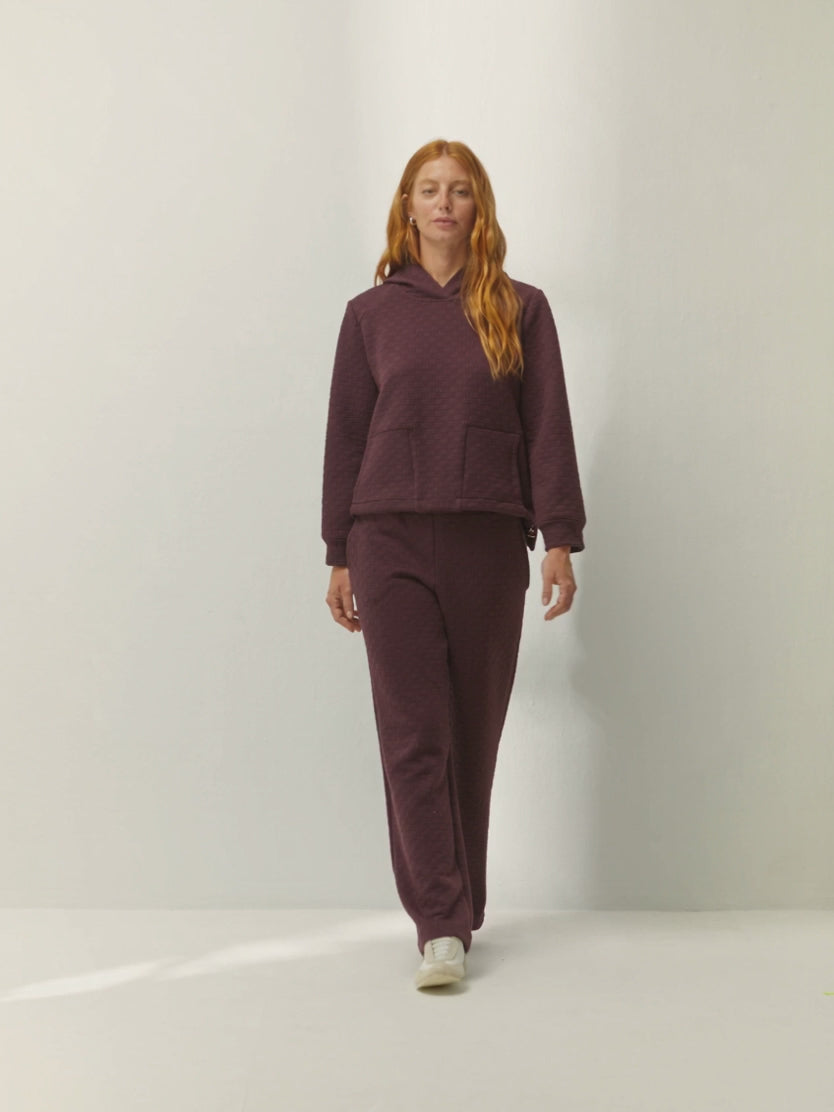 Pantalón recto de mujer punto estructurado cintura elástica