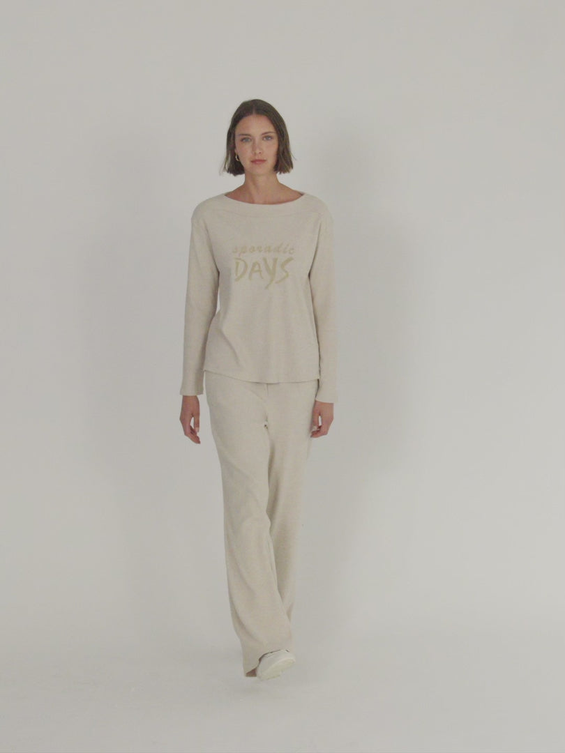 T-shirt à manches longues et col rond pour femme