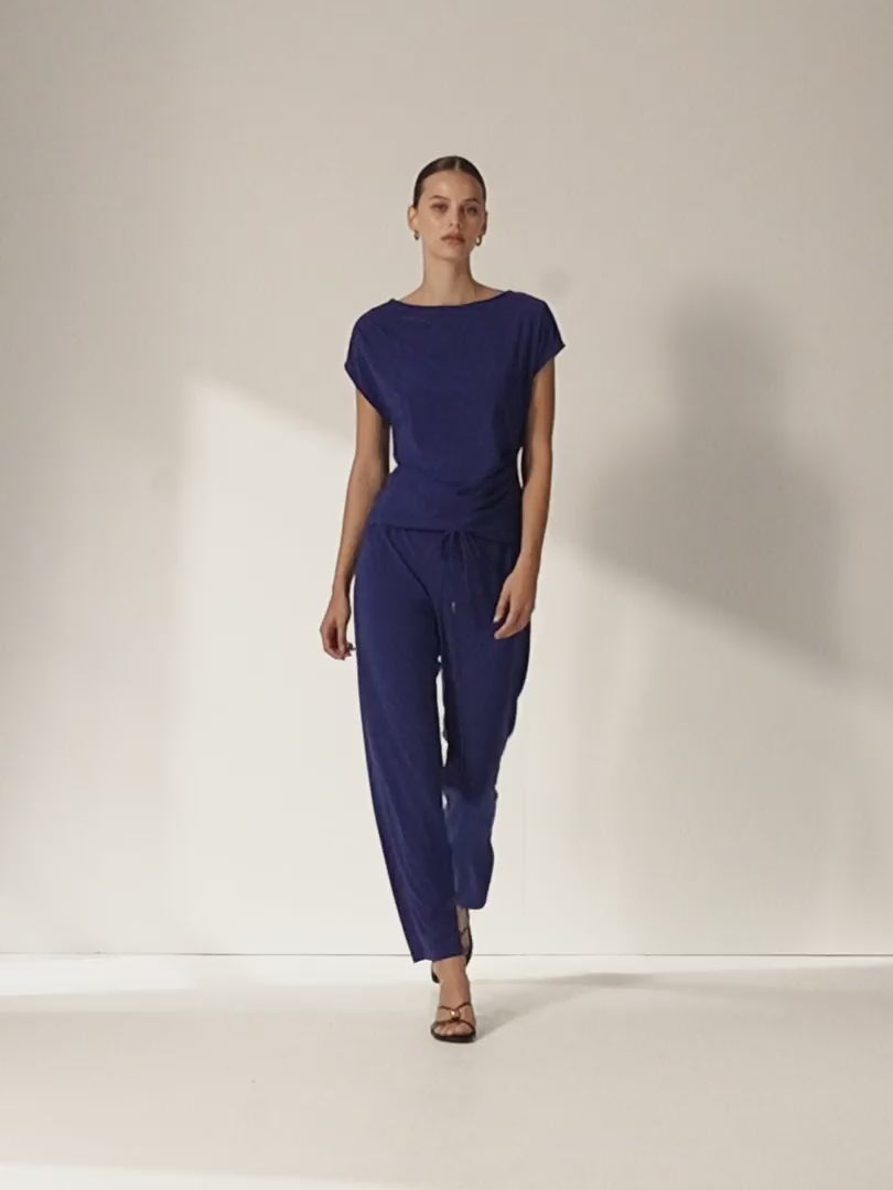 Pantalón recto de mujer punto liso cintura elástica