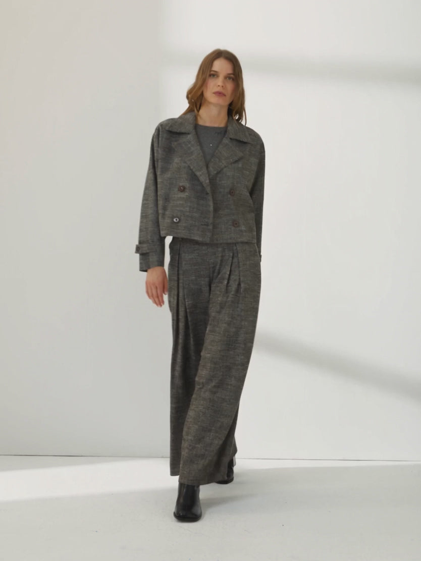 Pantalón ancho de mujer con pinzas cintura elástica