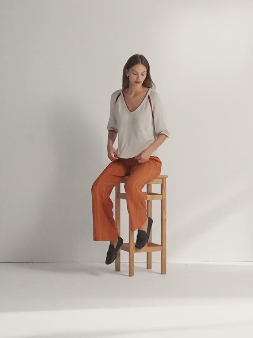 Jersey de mujer cuello pico manga corta