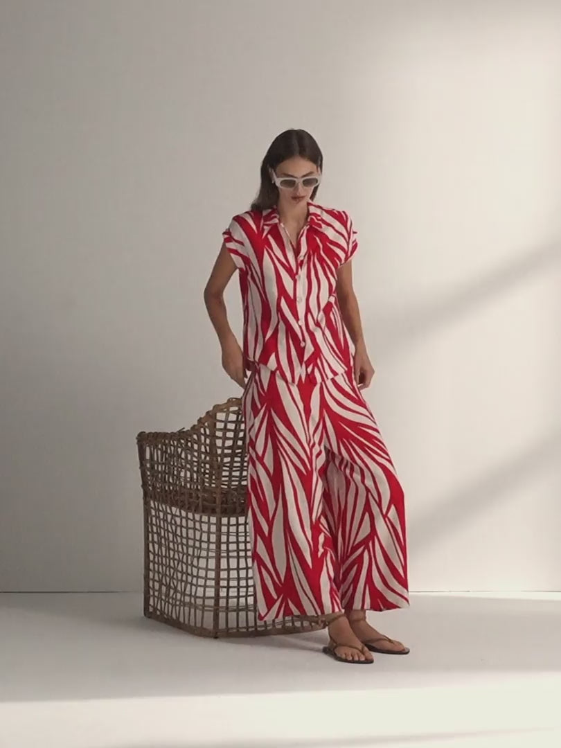 Camisa de mujer estampada cuello camisero