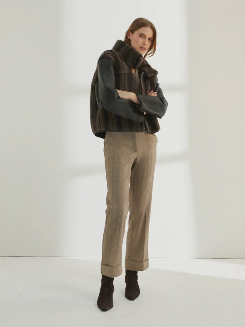 Chaqueta de mujer REVERSIBLE ecopiel y pelo sintético