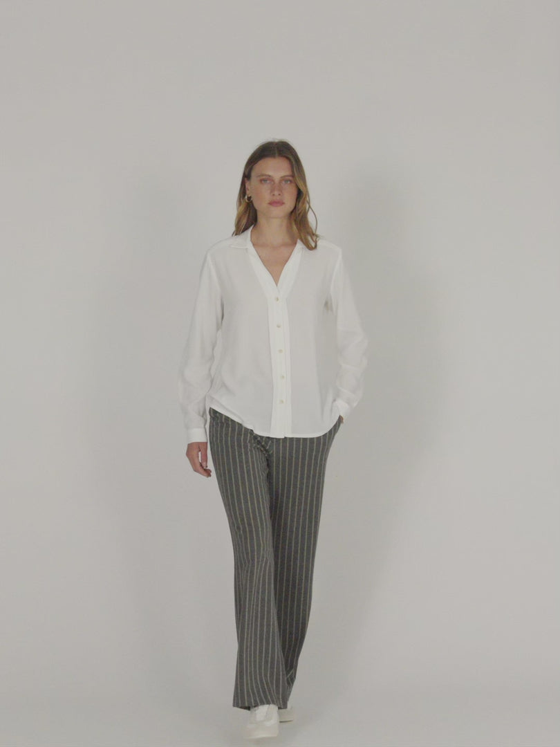 Pantalón recto de mujer punto estampado cintura elástica