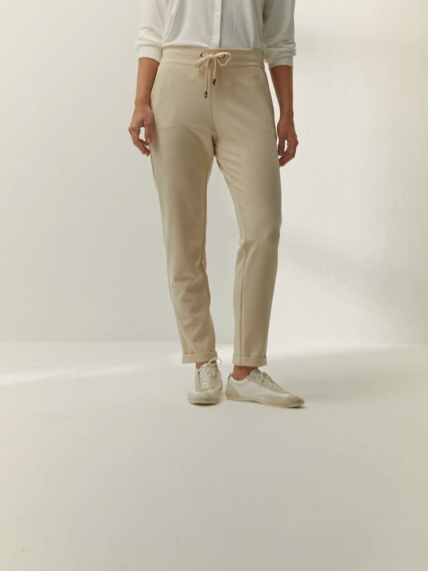 Pantalón tobillero de mujer punto liso cintura elástica