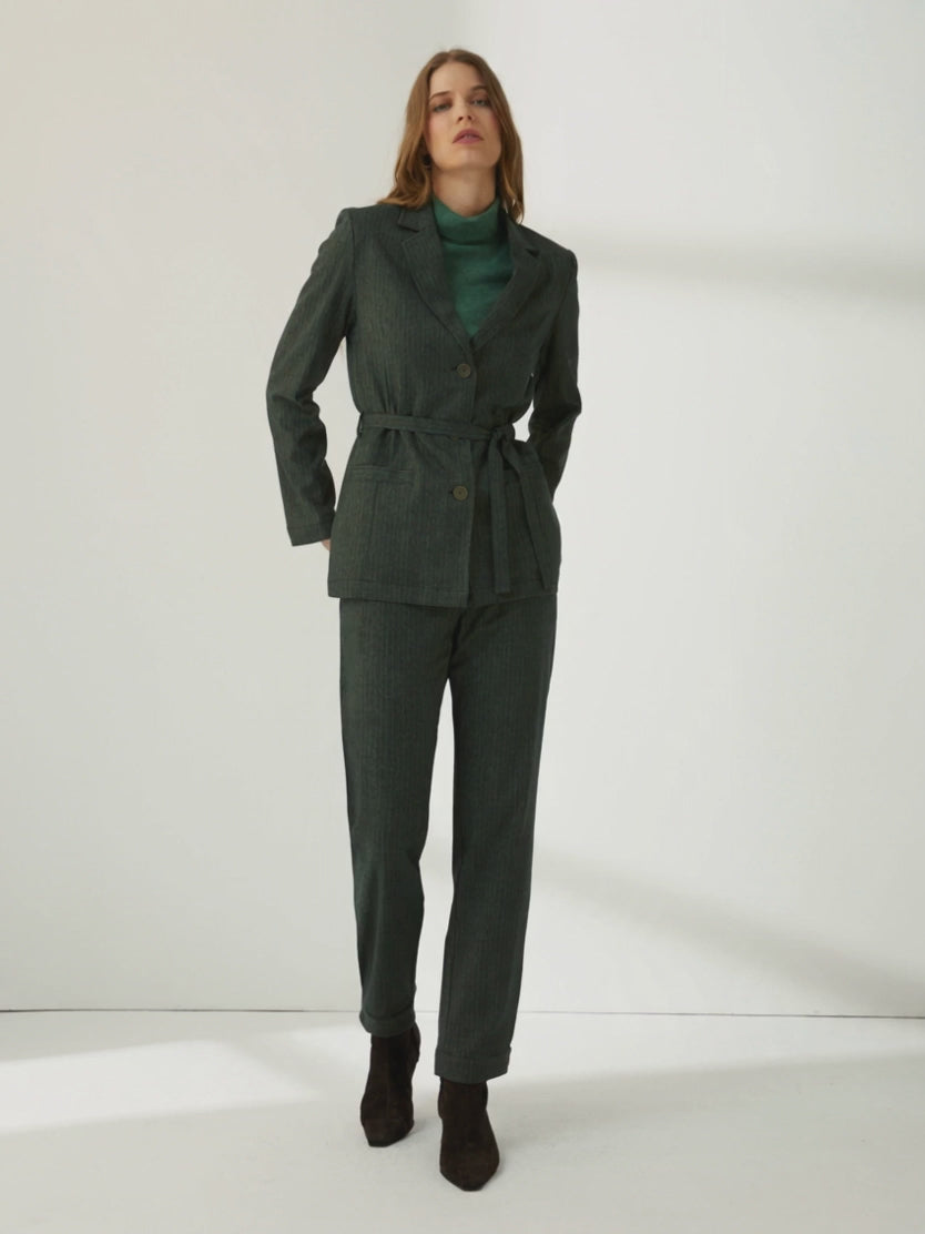 Pantalón tobillero de mujer raya diplomática cintura elástica