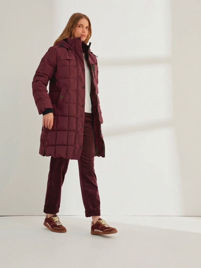 Parka larga de mujer acolchada capucha desmontable