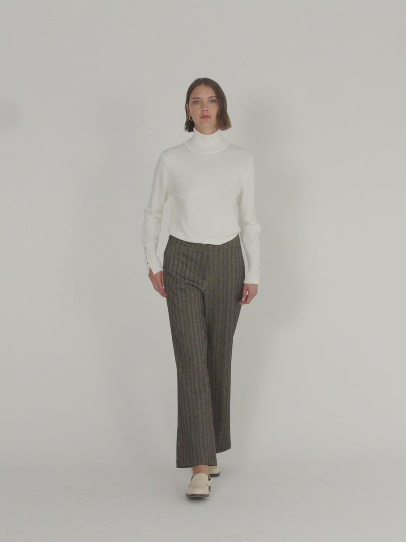 Pantalón recto de mujer punto fantasía espiga