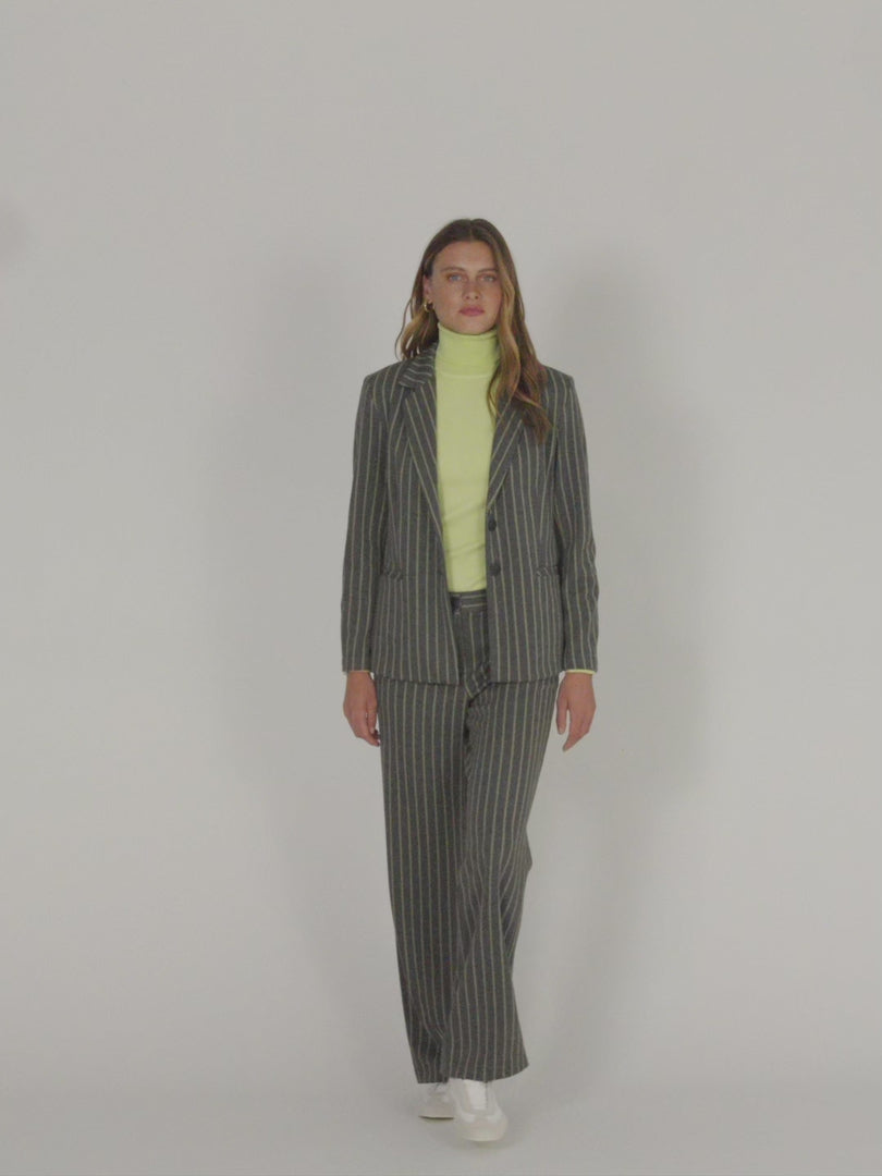 Blazer de mujer de punto estampado de raya diplomática