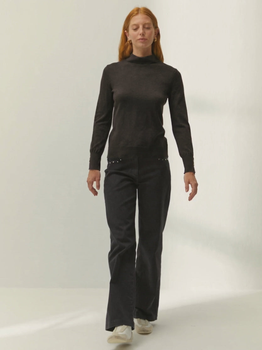 Jersey de mujer punto fino cuello alto