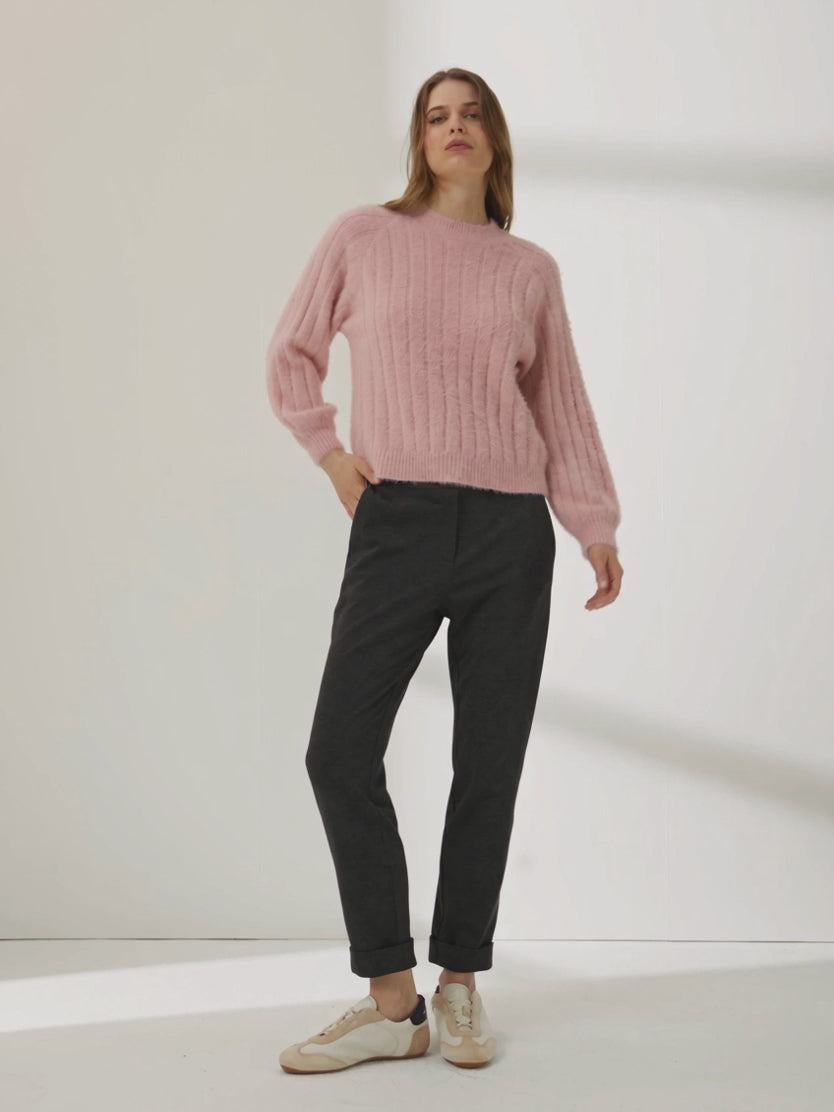 Jersey de mujer cuello redondo manga ranglán