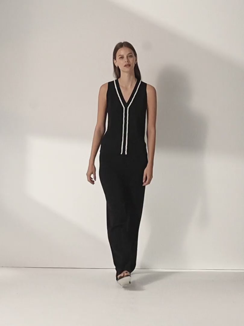 Pantalón recto mujer punto tricot cintura elástica