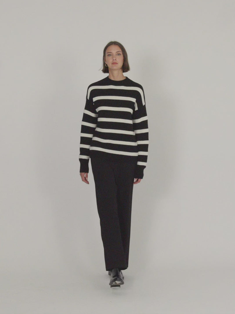 Jersey de mujer estampado rayas cuello redondo