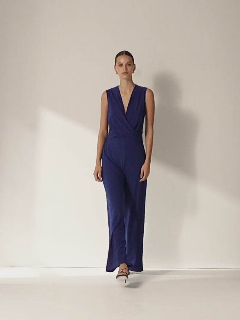 Mono de mujer punto liso cuello pico sin mangas