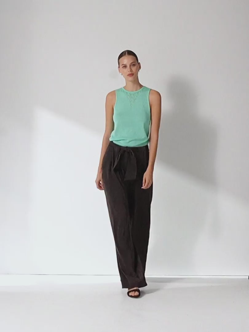 Jersey de mujer punto fino cuello redondo sin mangas