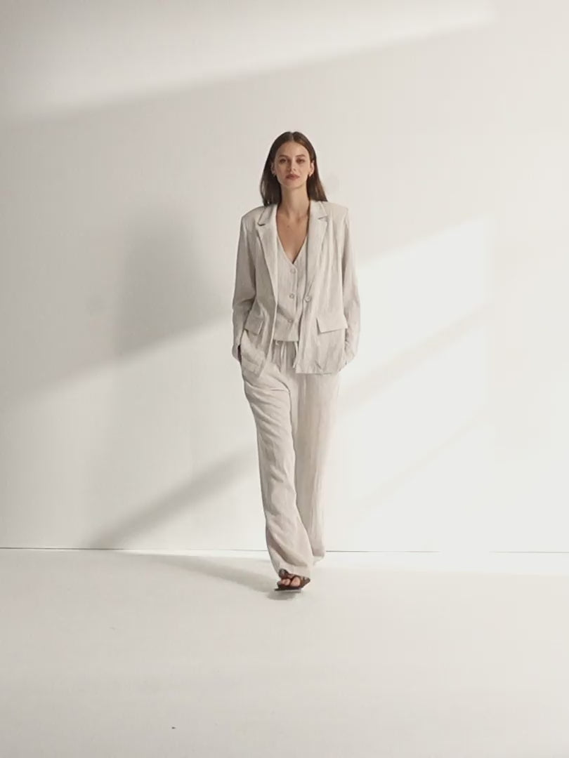 Pantalón de mujer estampado rayas cintura elástica