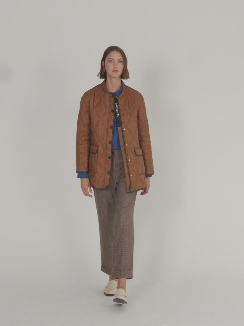 Parka de mujer acolchada bolsillos de plastrón