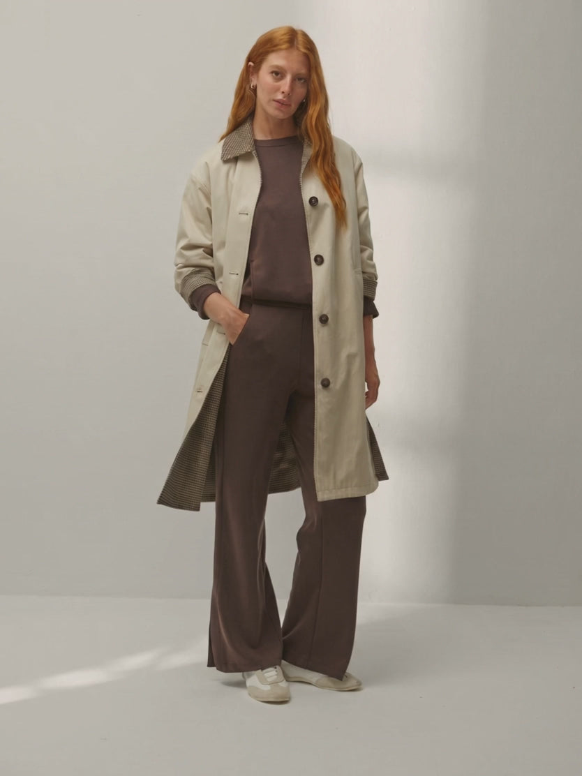 Gabardina larga de mujer reversible