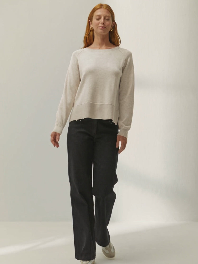 Jersey de mujer punto fino escote barco