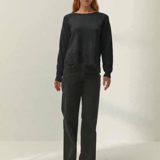 Jersey de mujer punto fino escote barco