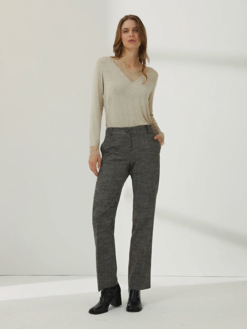Pantalón recto de mujer cintura elástica