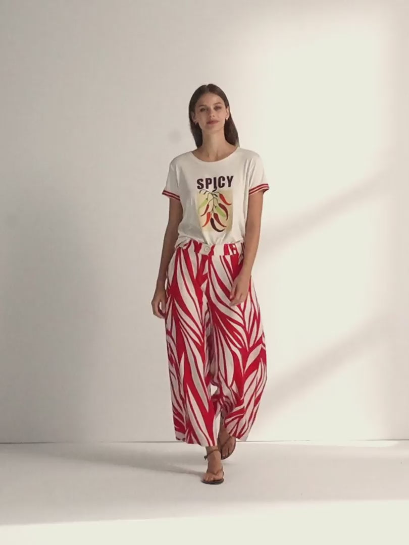 Camiseta de mujer dibujo frontal cuello redondo