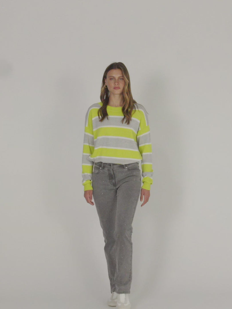 Jersey de mujer estampado rayas cuello redondo