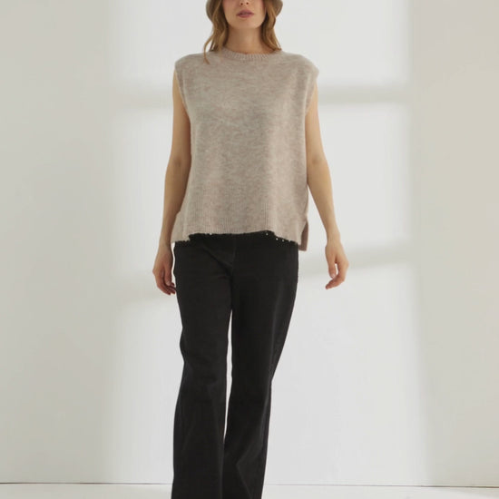 Chaleco de mujer punto liso cuello redondo
