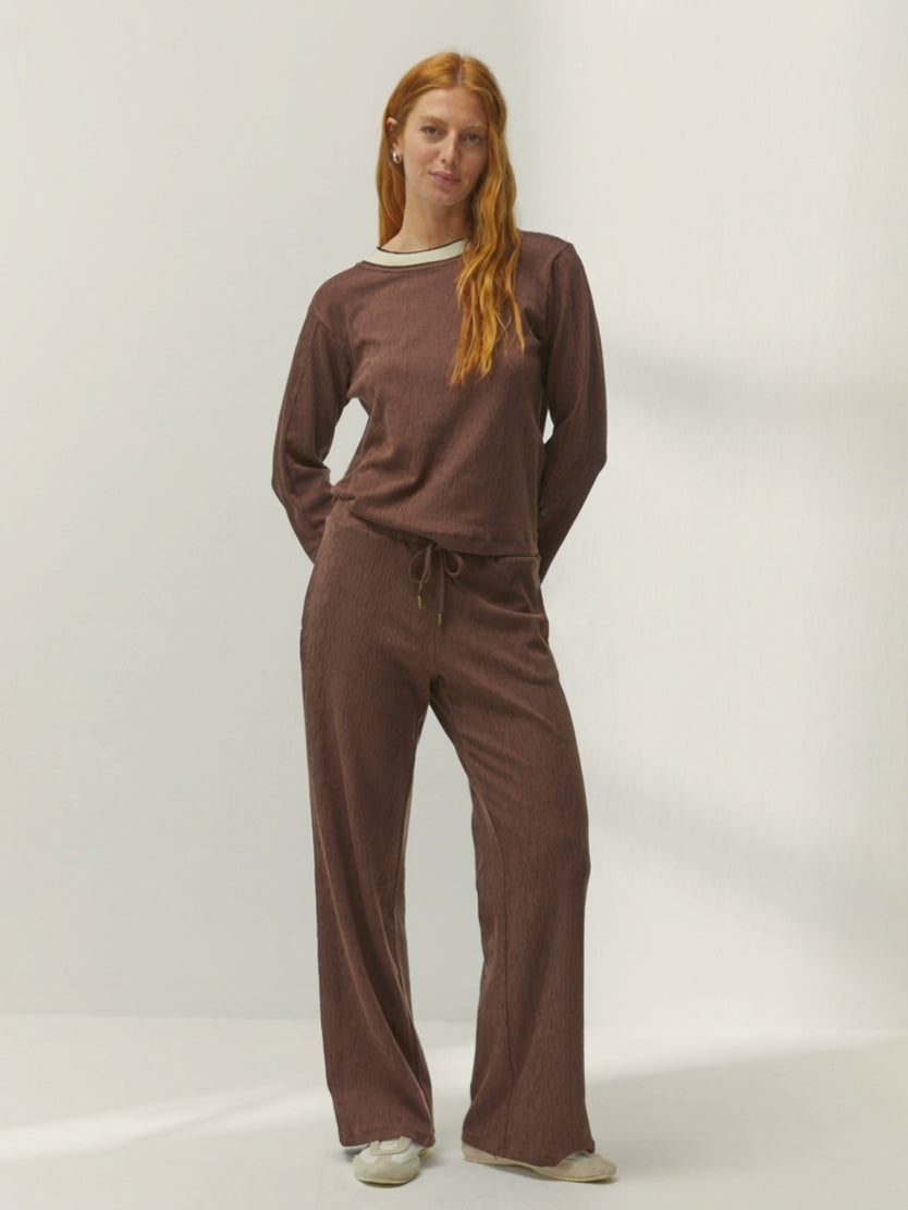 Pantalón recto de mujer punto con estructura  cintura elástica
