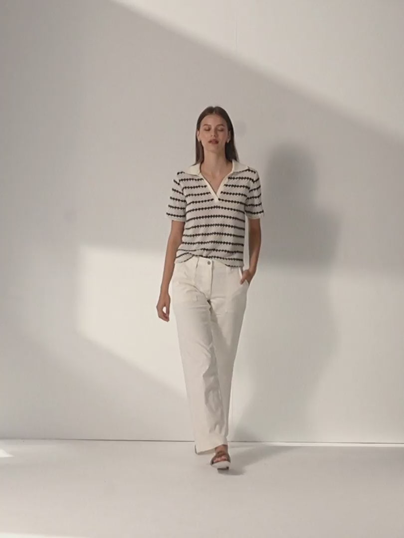 Polo de mujer estampado rayas manga corta