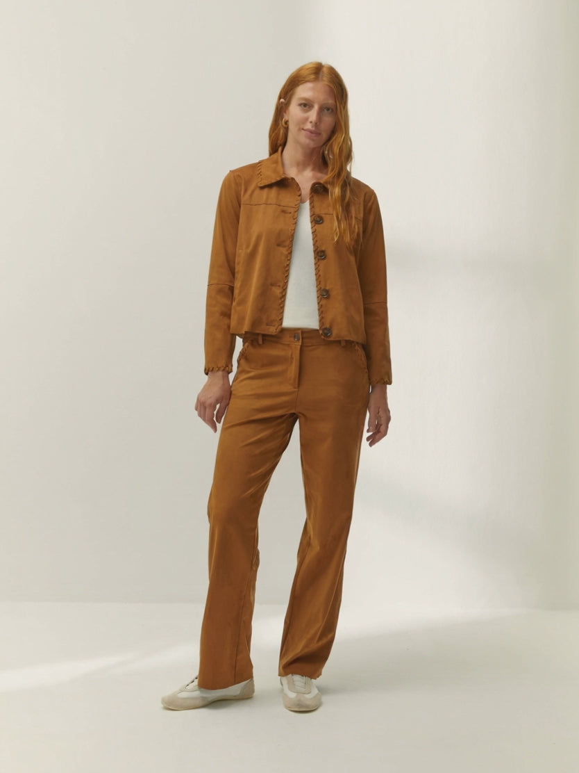 Chaqueta de mujer efecto ante cuello camisero
