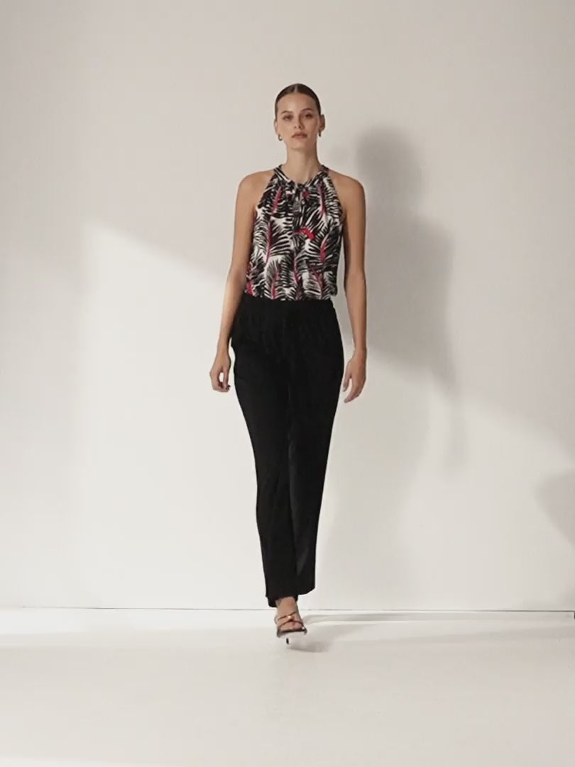 Pantalón recto de mujer punto liso cintura elástica